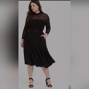 Torrid Black Mesh Flocked Star Mock Neck Midi‎ Dress Sz 20